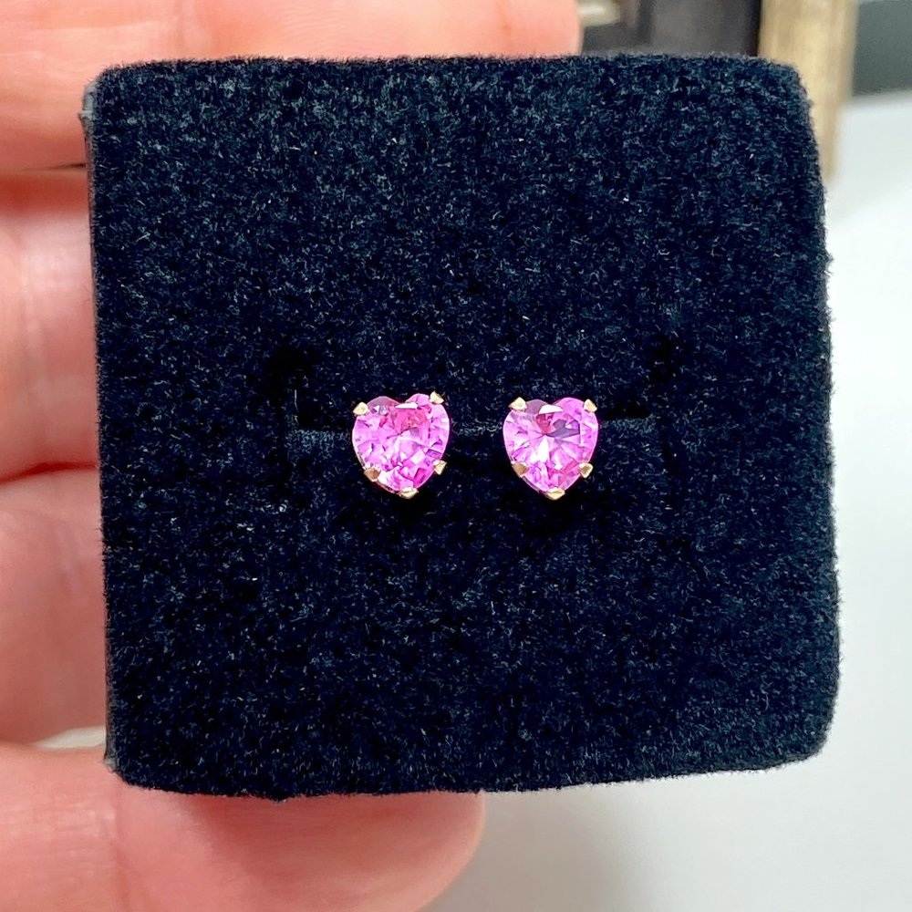 10k Solid Yellow Gold Genuine Pink Sapphire 5mm Stud Earrings